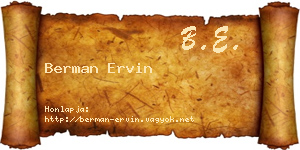 Berman Ervin névjegykártya